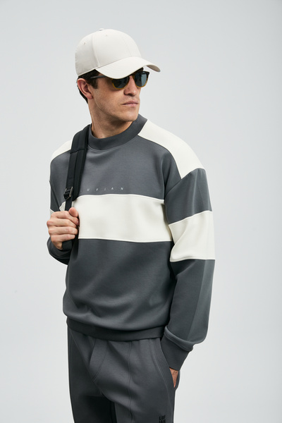 Lufian Pıeces Erkek Swea tricou Gri închis