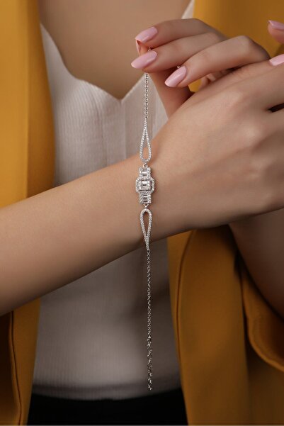 SUNSHINE 925 Ayar Gümüş Rodyumlu Zirkon Baget Taşlı Bileklik