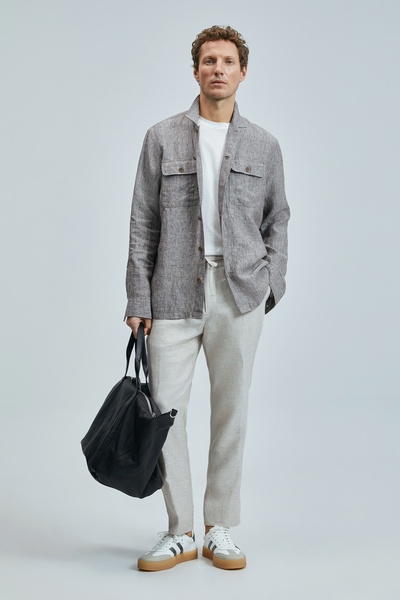 Lufian بنطلون تشينو رجالي من كارل سمارت بقصة ضيقة باللون البيج