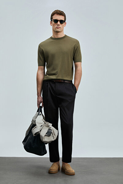 Lufian Albert Smart muške Chino pantalone Comfort Pleated Black