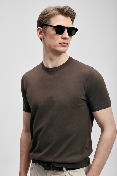 Lufian Tıno Men's Modal Blend Sweater Brown