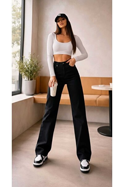 LİMABEL Alicia Siyah Gold Allstar Ikon Gold Salaş Kot Pantolon Mavi Kar Likra...