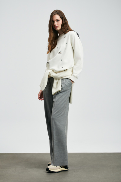 Lufian Merry Kadın Örme Sweatshırt Kırık Beyaz