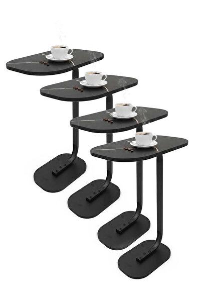 co arma Set of 3 tables, modern coffee table | C-shaped side table with woode...