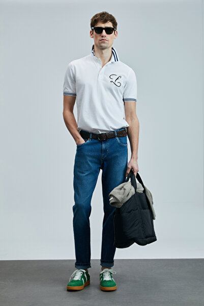 Lufian Anatol Smart Jean Men's Trousers Slim Fit Blue