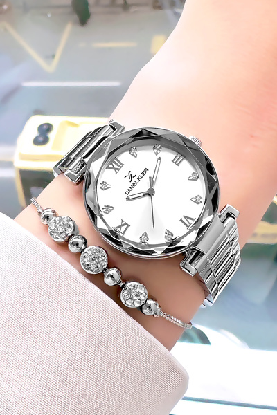 Daniel Klein Kesme Cam Kadın Kol Saati 3 Atm Su Geçirmez Gümüş Renk Çelik Kor...