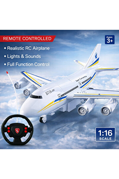 LEAN Avion de Pasageri cu Telecomanda R/C cu Lumini si Sunete + Telecomanda T...