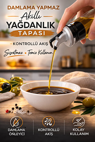 EcoVibe 1 Adet Damlatmaz Kapaklı Şişe Tıpası Sızdırmaz Yağdanlık Ucu Kapağı T...