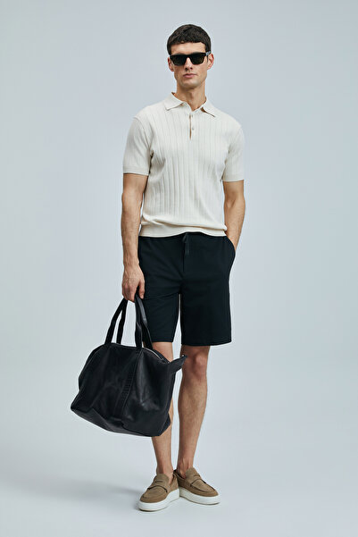 Lufian Pantaloni scurți chino pentru bărbați Aler Sport, slim fit, negri