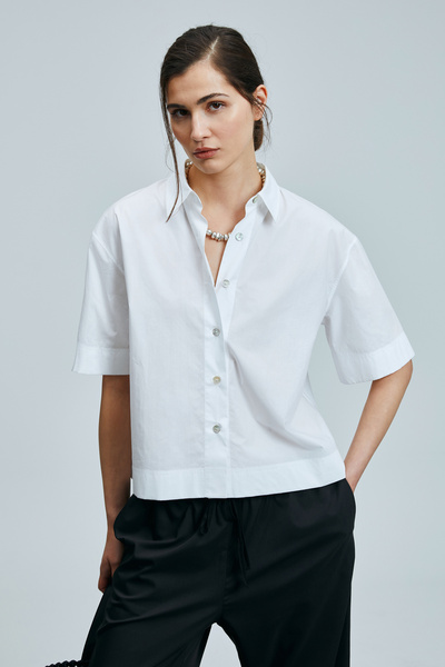 Lufian Fama Kadın Pamuklu Gömlek Ekru