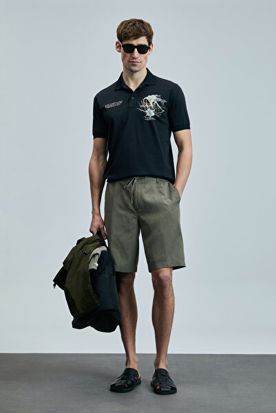 Lufian Pantaloni scurți chino pentru bărbați Ross Sports Slim Fit verde