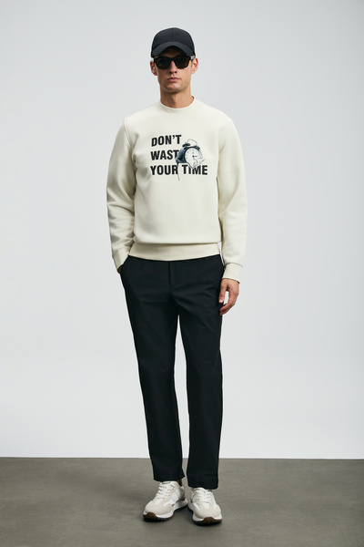 Lufian Ανδρικό φούτερ Henry σε λευκό χρώμα