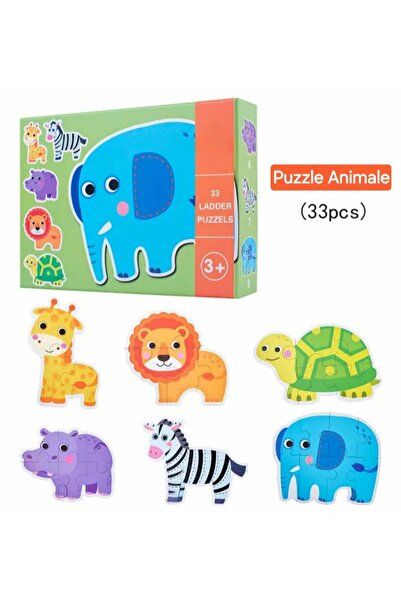 OEM Set 6 puzzle-uri – Animale din savană, carton gros, piese mari