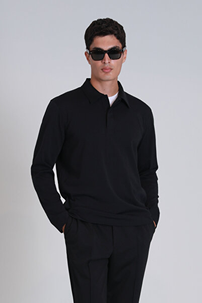 Lufian Evan Erkek Uzun Kol Tişört Siyah