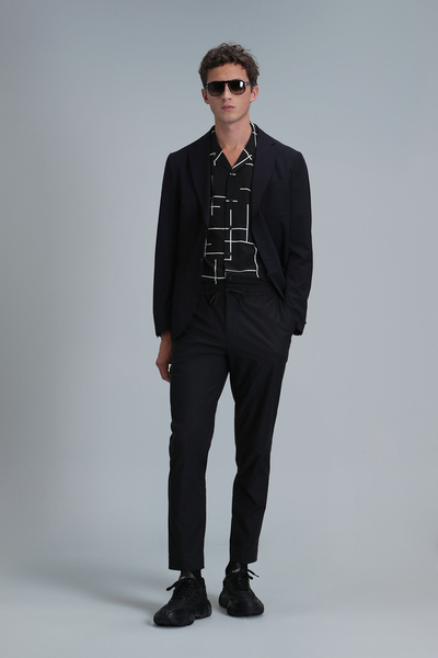 Lufian Pantaloni chino pentru bărbați, negri, slim, Alex Smart