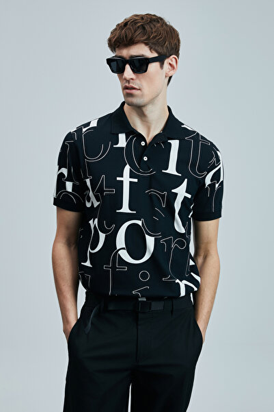 Lufian Tricou polo pentru bărbați Diamond Smart, negru