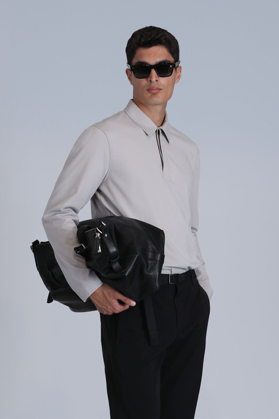 Lufian Ανδρικό μπλουζάκι Evan - μακρυμάνικο και πέτρινη λεπτομέρεια