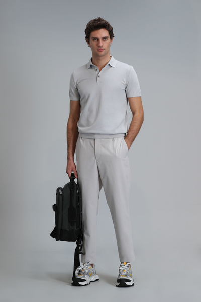 Lufian Pantaloni chino pentru bărbați Glen Smart slim fit Stone