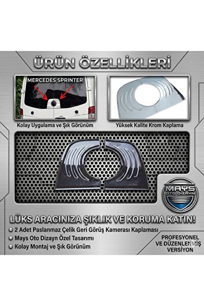 Mercedes Sprinter Uyumlu Krom Arka Amblem Çerçevesi Paslanmaz Çelik 2006-2018