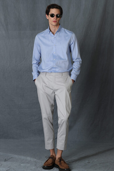 Lufian بنطال تشينو للرجال من ألفي سمارت، مقاس نحيف، رمادي