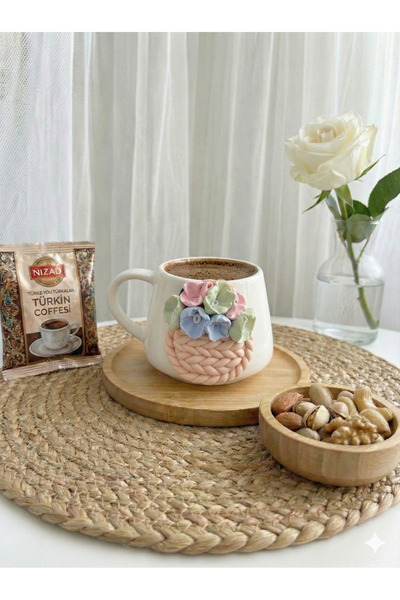 Niveis Kişiye Özel El Yapımı Tasarım Renkli Çiçek Sepeti Desenli Hediyelik Po...