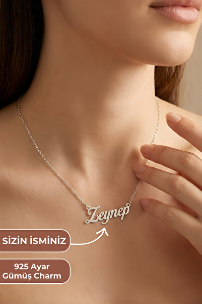 ZOLESSA Kadın Kişiye Özel İsim Kolye 925 Ayar Gümüş Charmlı Hediyelik Zarif U...