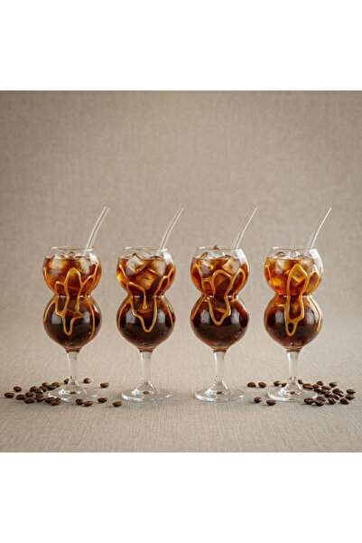 dunyazuccaciye 4 Adet Bombeli Soğuk Kahve Bardağı