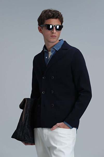 Lufian Abel Men's Cardigan Navy Blue