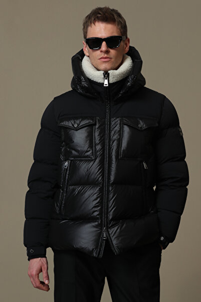 Lufian Pánský kabát Ethan Goose Feather černý