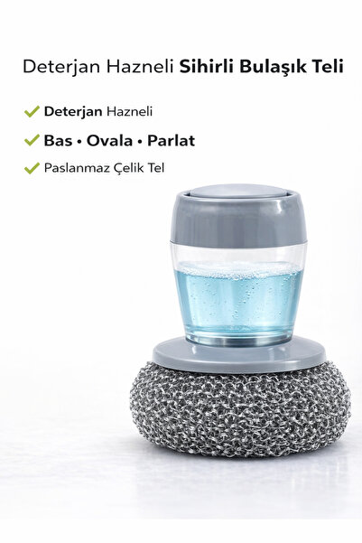 EcoVibe Deterjan Hazneli Sihirli Bulaşık Teli Paslanmaz Pratik Temizleme Ve O...