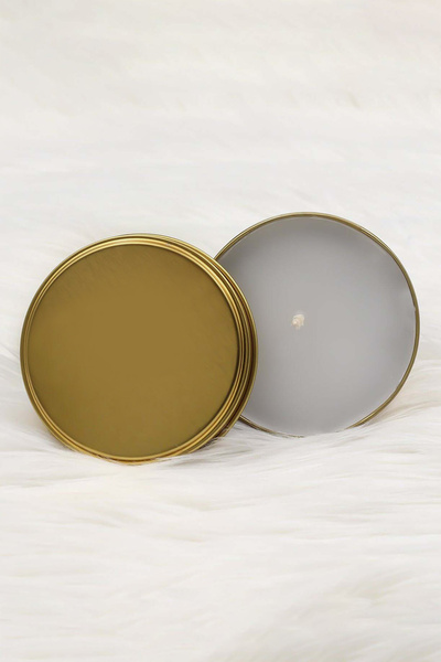 Trendmiya Gold Metal Kutulu Mum & Fincan & Turuncu Çiçek Fular Hediye Seti