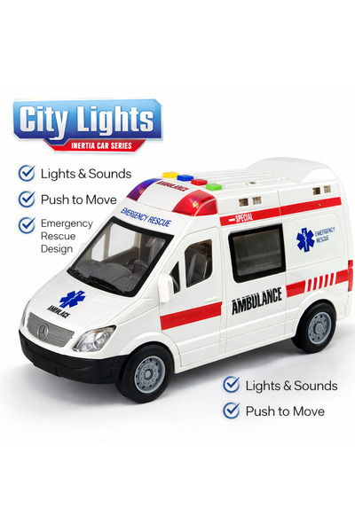 LEAN Ασθενοφόρο με φώτα, ήχους και μηχανισμό τριβής, με ανοιγόμενες πόρτες