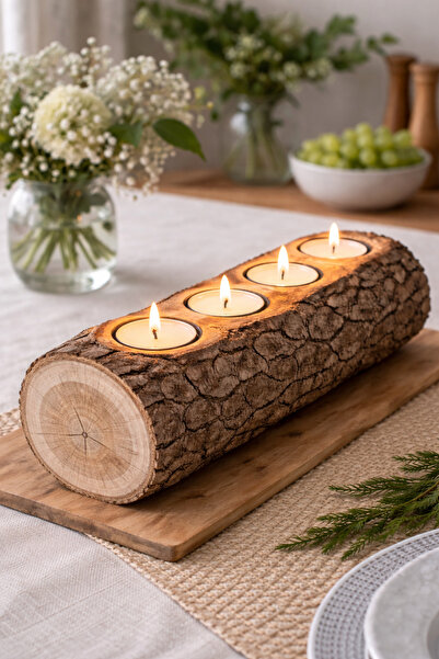 KÜTÜKhouse Ağaç Kütük Mumluk 24 cm