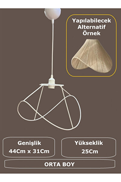 CONANA Yaprak Avize Teli , İskeleti (Orta Boy 44x31 Cm) Beyaz Statik Boyalı (...