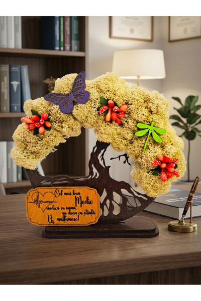 OEM Cadou Copacul Vietii, cu licheni stabilizati, din lemn wenge, „Medic”, 15...