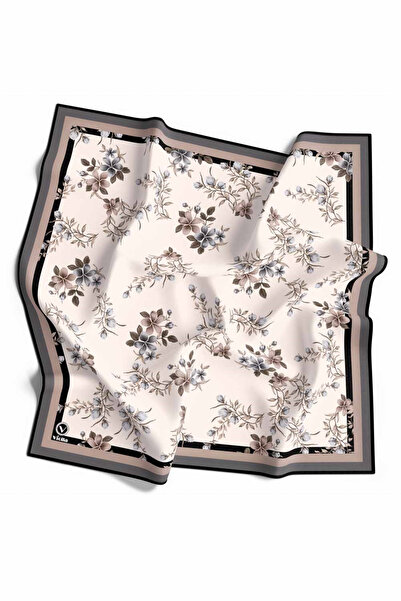 VİOLLA Rayon Çiçek Desenli Gri Renkli 90x90 Eşarp (İpek İçermez) Dikim Şekli ...