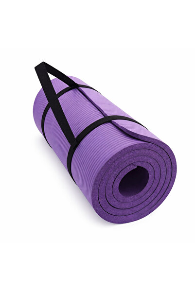 Generic حصيرة يوجا بنفسجية احترافية، حصيرة تمارين رياضية مع حزام حمل