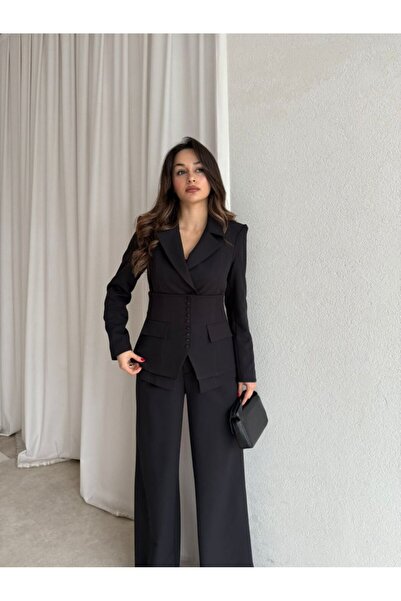 MODA DURAĞI JANSET ÜÇLÜ TAKIM Siyah