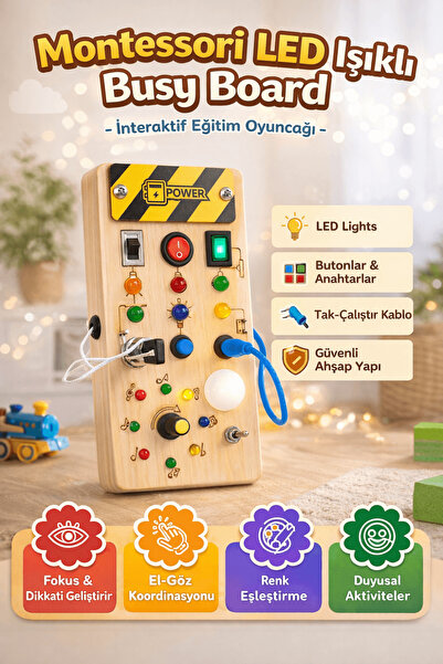 robokids Montessori Ahşap Power Busy Board