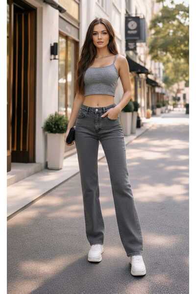 LİMABEL Květinové dámské Džíny s volnými nohama na uzeném sněhu Palazzo s vys...