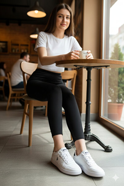 U.S. Polo Assn. BAZA. Polo Assn. Tenis alb de damă - cu logo