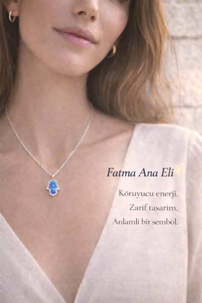 Alexander Atelier Fatma Ana Eli Tasarım Mineli Kolye 925 Silver Rodyum Kaplama