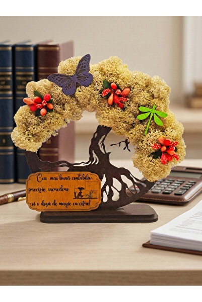 OEM Cadou Copacul Vietii, cu licheni stabilizati, din lemn wenge, „Contabila”...