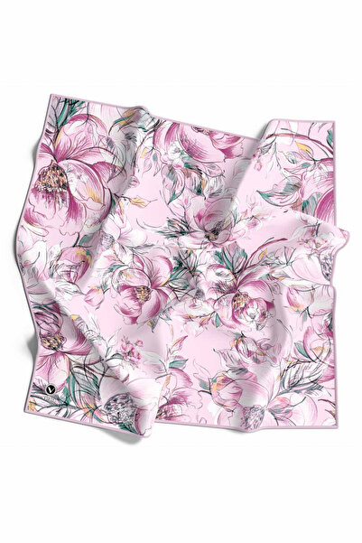 VİOLLA Rayon Güllerin İçinden Desenli Pembe Renkli 90x90 Eşarp (İpek İçermez)...