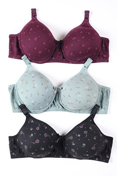 CHOCHO Kadın Telsiz Dolgusuz 3'lü Penye Sütyen Takımı