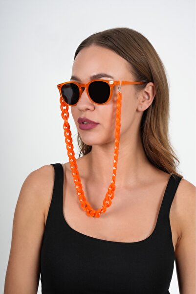JULIANO Orange Acrylic Thick Design Eyeglass Chain