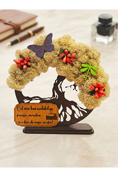 OEM Cadou Copacul Vietii, cu licheni stabilizati, din lemn wenge, „Contabil”,...