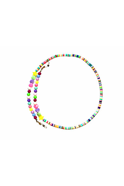 JULIANO سلسلة نظارة فيمو على شكل قلب ملون - قلادة - سوار