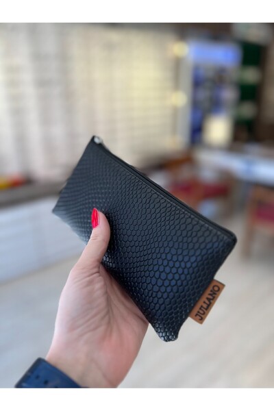 JULIANO Black Special Design Zippered Glasses Case - Bag