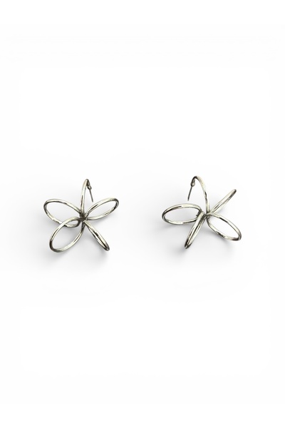 Silver Color Flower Design Earrings
